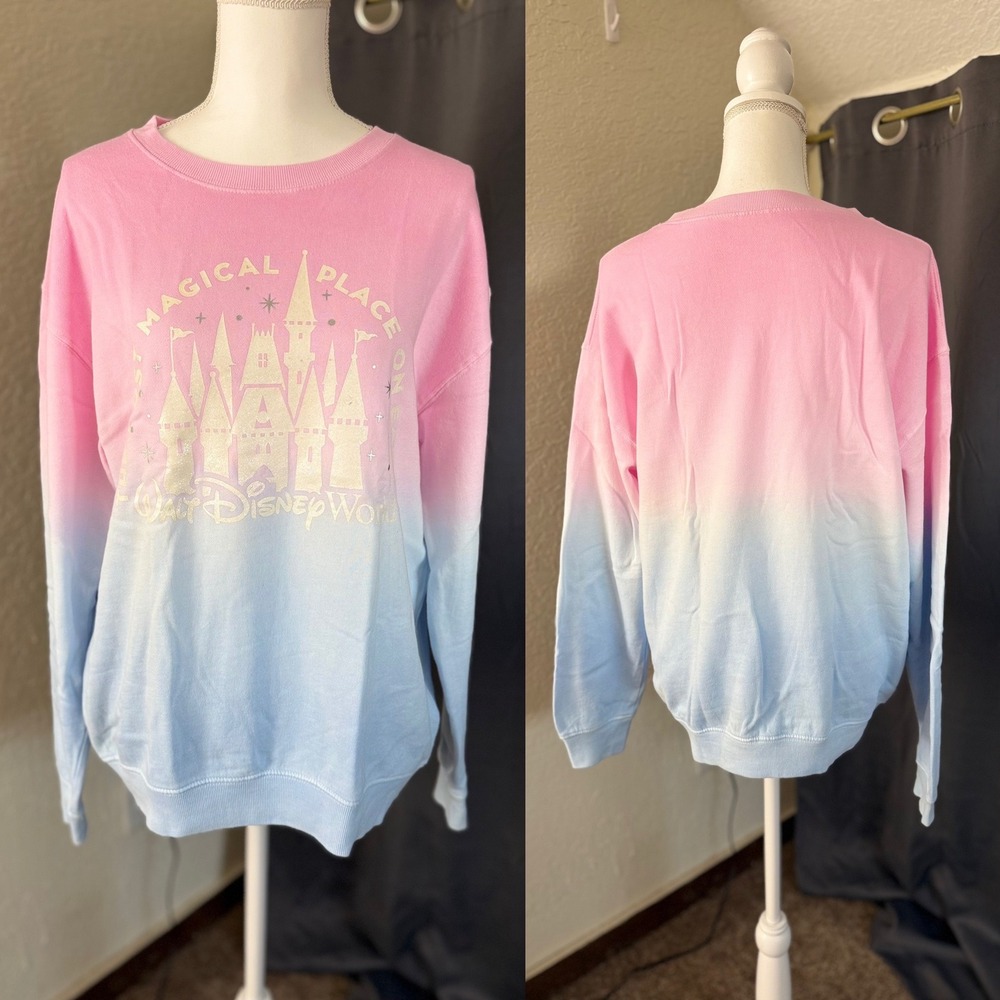 Disney World Ombre Sweatshirt Pink Blue Castle Most Magical Place On Earth M